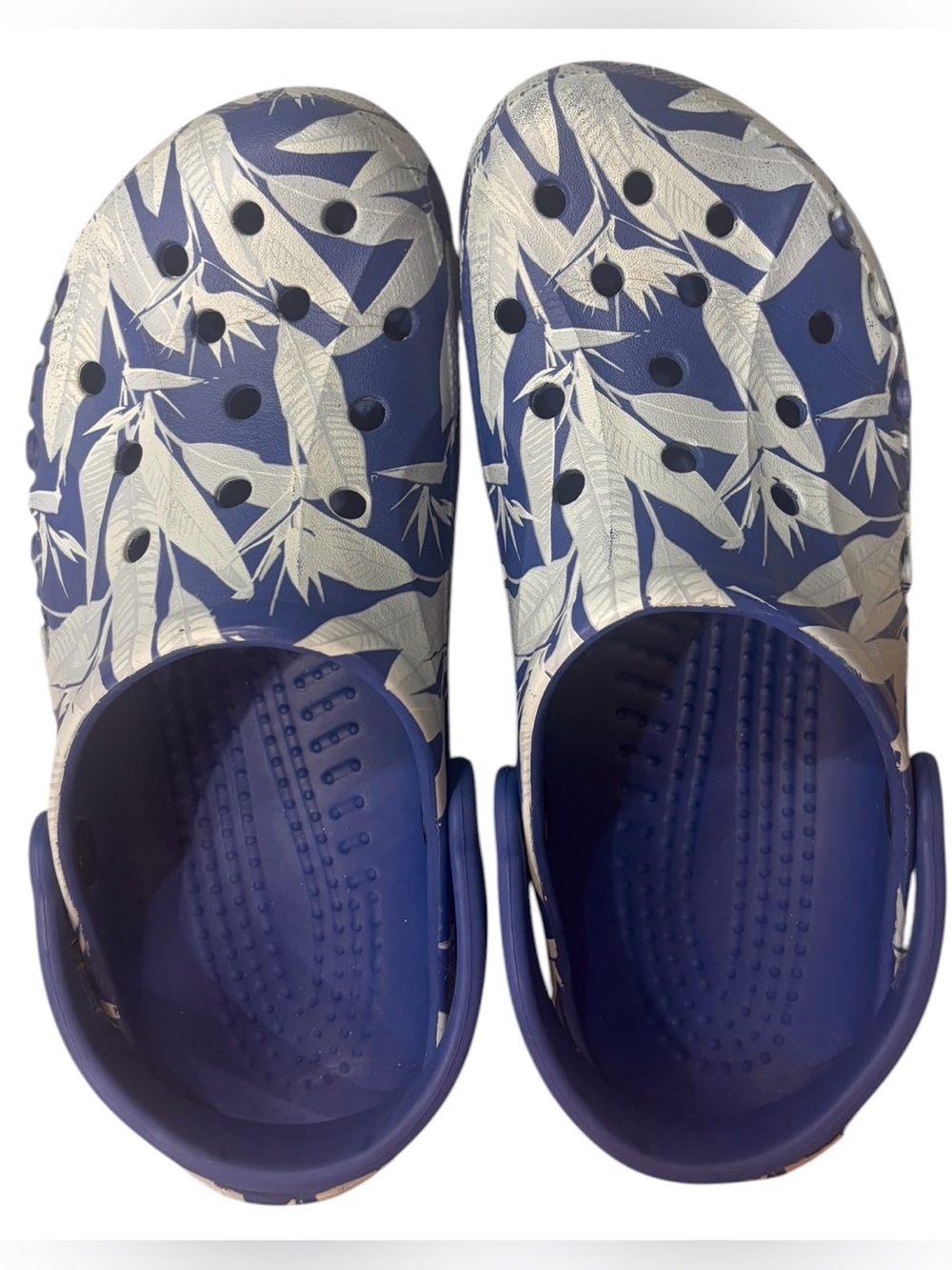 Crocs Classic Tropical Palm Print Clogs Blue White W10 M8 Comfort